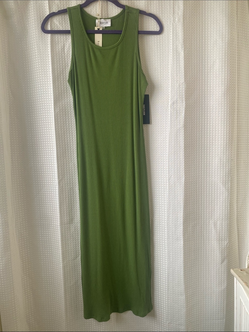 Olive Green Ribbed Tank Maxi Dress
